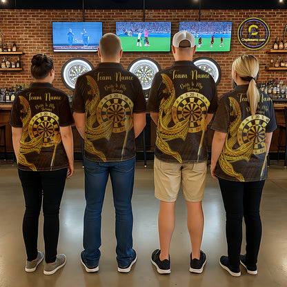 Personalized Gold Tribal Shark Custom Darts Polo Shirts For Women Tribal Dart League Jerseys NYN2183