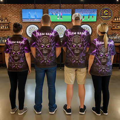 Thunder Lightning Purple Cracked Skull Dartboard Dart Polo Shirts For Women Custom Dart Team Shirts NYN2676