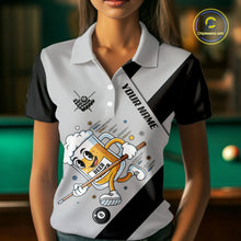 Load image into Gallery viewer, Black Grey Funny Beer Runner 8 Ball Women Billiards Shirt Personalized Pool Balls Billiard Team Names NYN2680