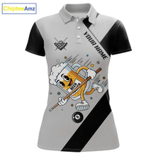 Load image into Gallery viewer, Black Grey Funny Beer Runner 8 Ball Women Billiards Shirt Personalized Pool Balls Billiard Team Names NYN2680