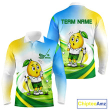 Load image into Gallery viewer, Men's funny lemon golf polo shirt mockup personalized matching couples golf shirt