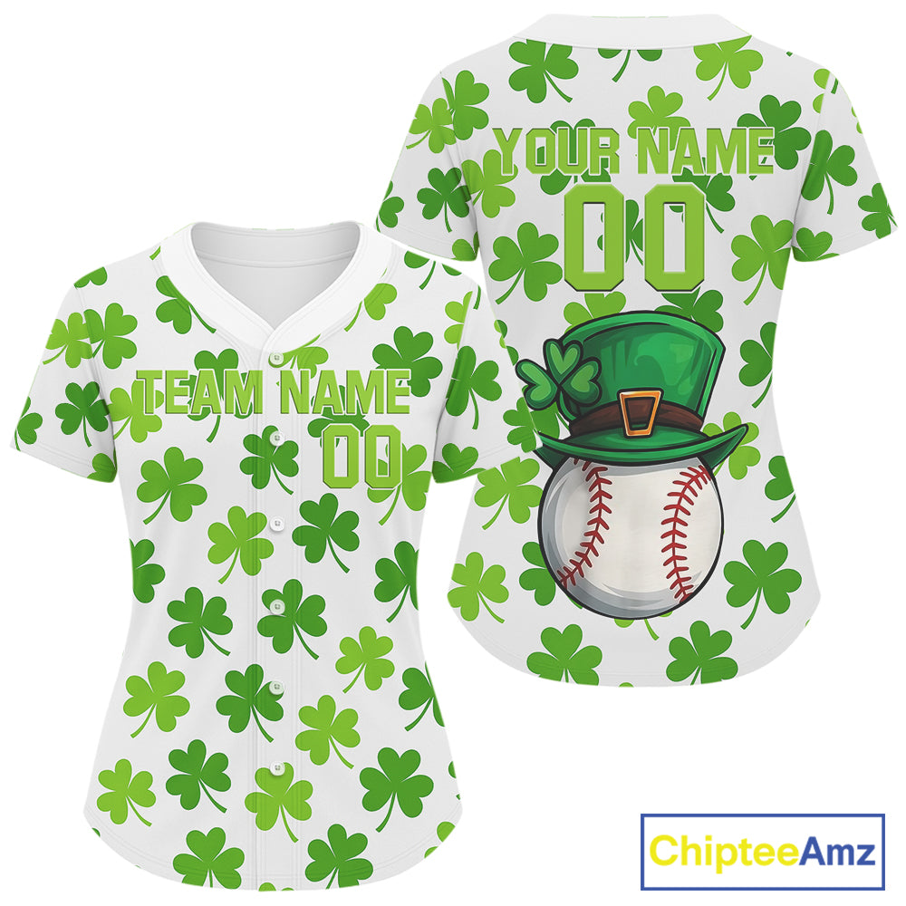 Custom St Patrick Day Baseball Jerseys For Women Shamrock Baseball Tournament Jerseys NYN1397