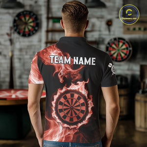 Custom Black And Orange Flames Dartboard Dart Men Polo Jerseys Outfits Dart Team Shirt NYN1662