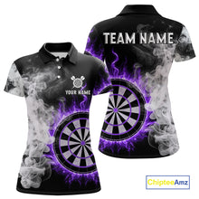 Load image into Gallery viewer, Custom White Smokes Purple Flames Dartboard Dart Women Polo Jerseys Dart Team Shirt NYN1669