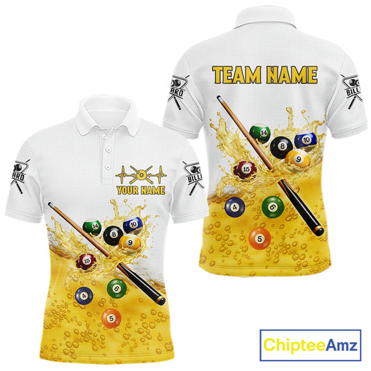 Funny Beer Play Pool Balls Billiard Team Shirt For Men Custom Billiard Polo & 1/4 Zip Attire NYN2474