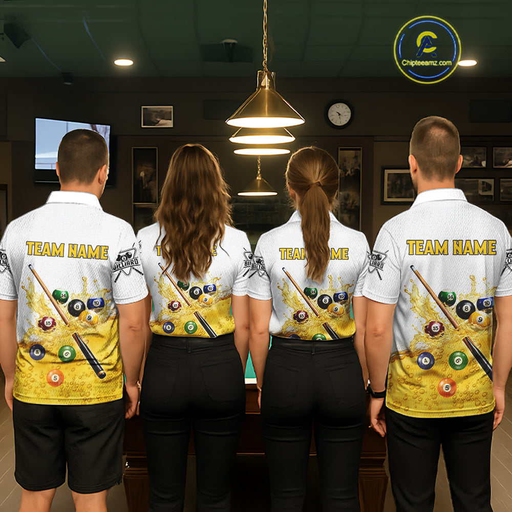 Funny Beer Play Pool Balls Billiard Team Shirt For Men Custom Billiard Polo & 1/4 Zip Attire NYN2474