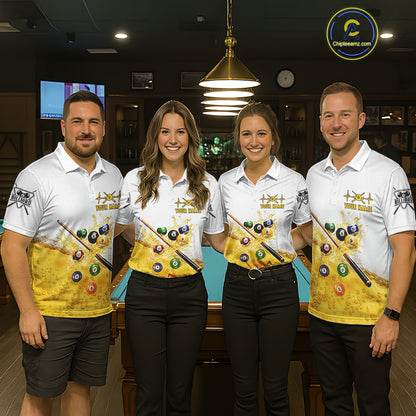Funny Beer Play Pool Balls Billiard Team Shirt For Men Custom Billiard Polo & 1/4 Zip Attire NYN2474
