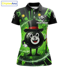 Load image into Gallery viewer, Funny Patrick Day 8 Ball Pool Women's Billiard Polo &amp; 1/4 Zip Shirt Custom Shamrock Billiard Attire NYN2479
