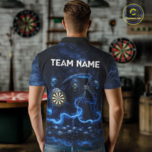 Load image into Gallery viewer, Blue Smoking Grim Reaper Dartboard Dart Polo Shirts For Men Custom Multiskull Dart Team Shirts NYN2683