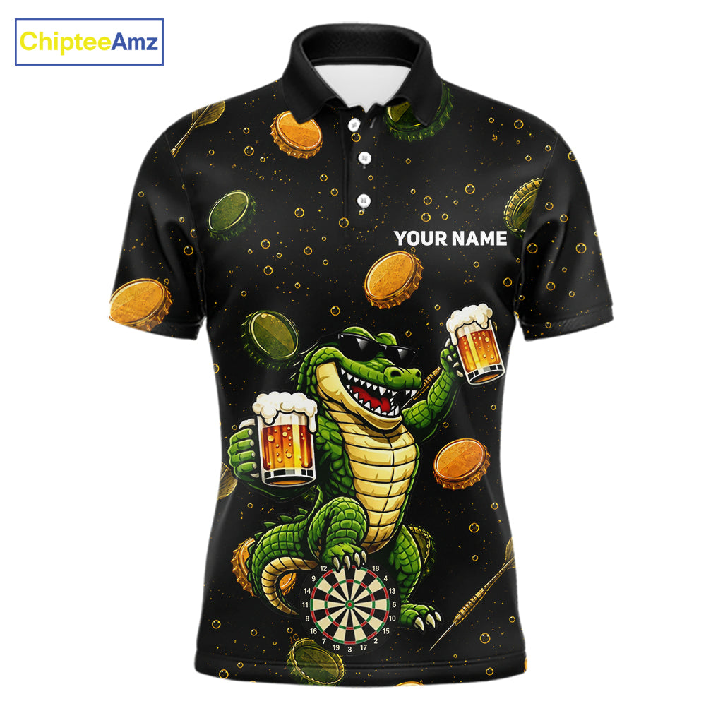Men's beer and alligator dart polo shirt mockup funny dart team jersey