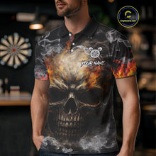 Load image into Gallery viewer, Smoke Skull Darts Grunge Men's Darts Polo Shirt - Custom Name For Players NYN0749
