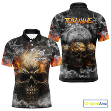 Load image into Gallery viewer, Smoke Skull Darts Grunge Men's Darts Polo Shirt - Custom Name For Players NYN0749