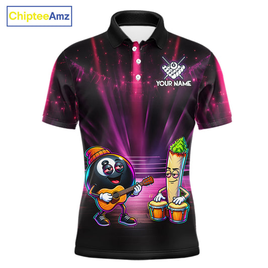 Funny Chill 8-Ball Pool Polo Quarter-Zip Shirt For Men Custom Pink Musician Billiards Team Jersey NYN4467