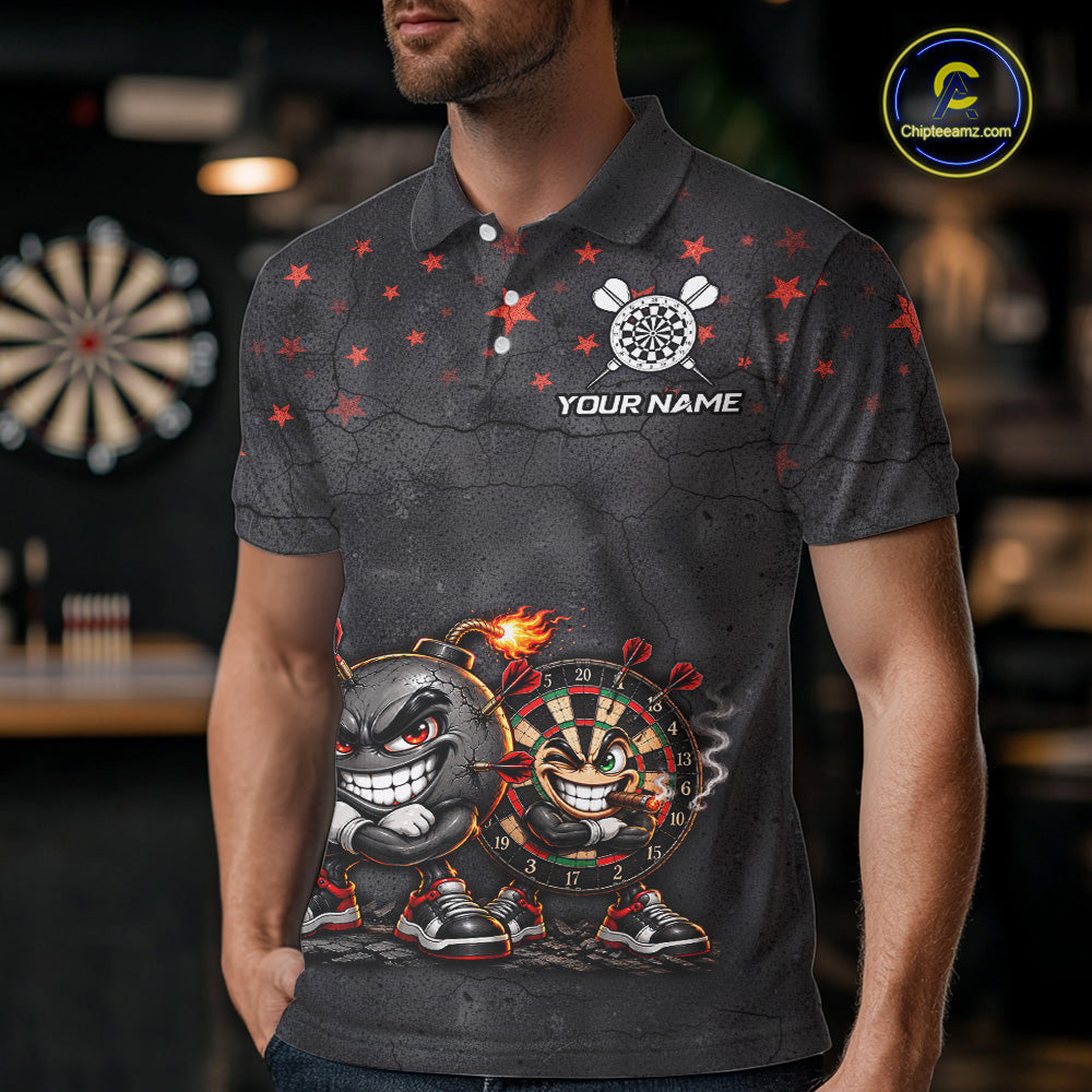 Custom Funny Bomb Darts Shirt For Men Personalized Bomb Grunge Darts Team Tournament Jersey NYN4843