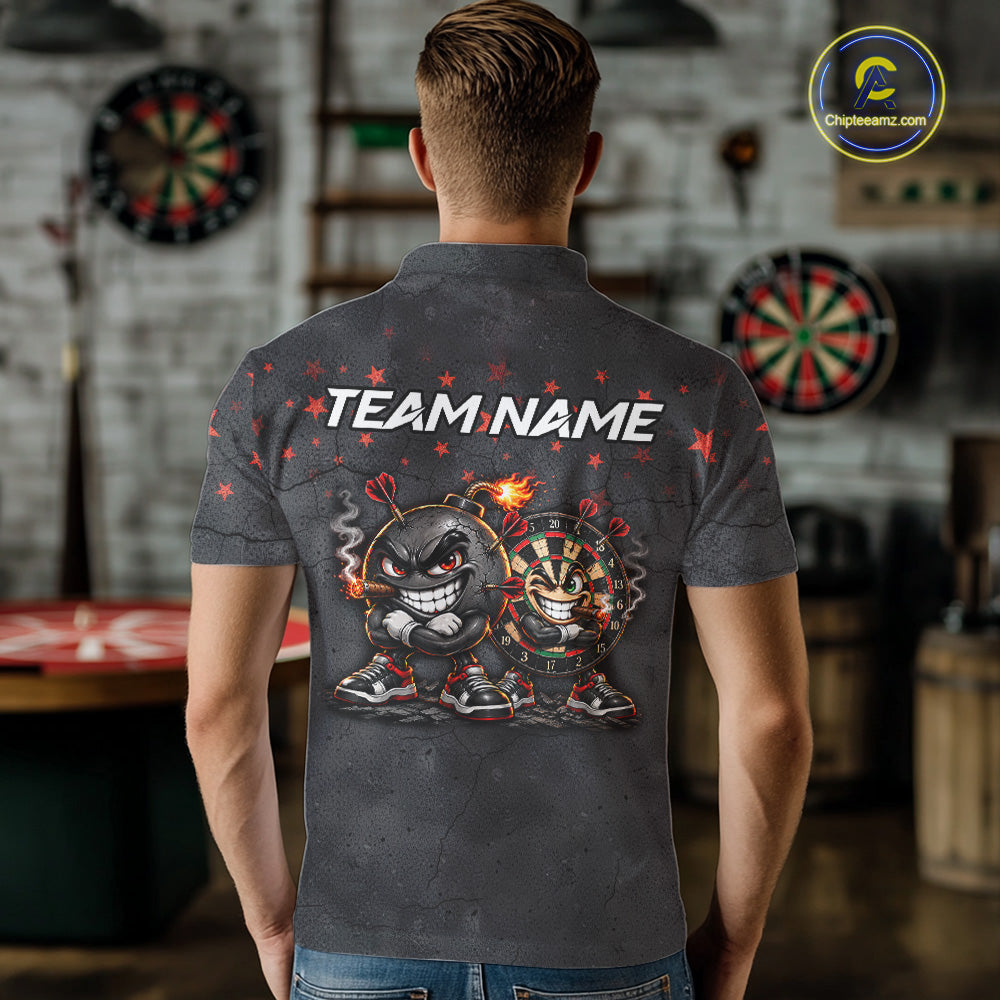Custom Funny Bomb Darts Shirt For Men Personalized Bomb Grunge Darts Team Tournament Jersey NYN4843
