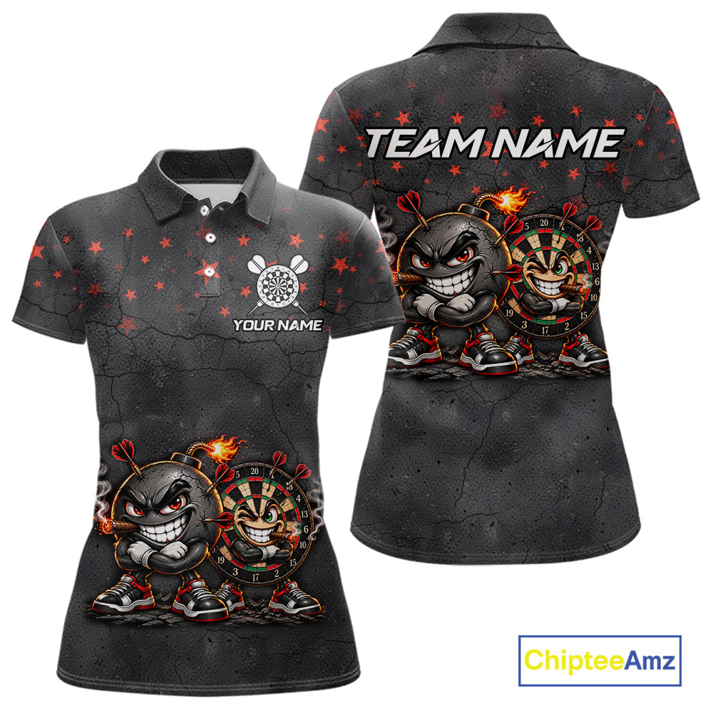 Custom Funny Bomb Darts Shirt For Women Personalized Bomb Grunge Darts Team Tournament Jersey NYN4843