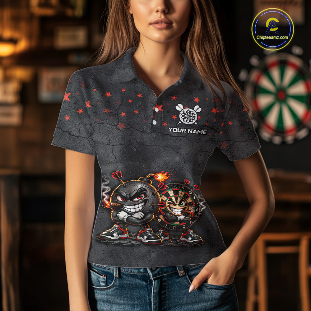 Custom Funny Bomb Darts Shirt For Women Personalized Bomb Grunge Darts Team Tournament Jersey NYN4843