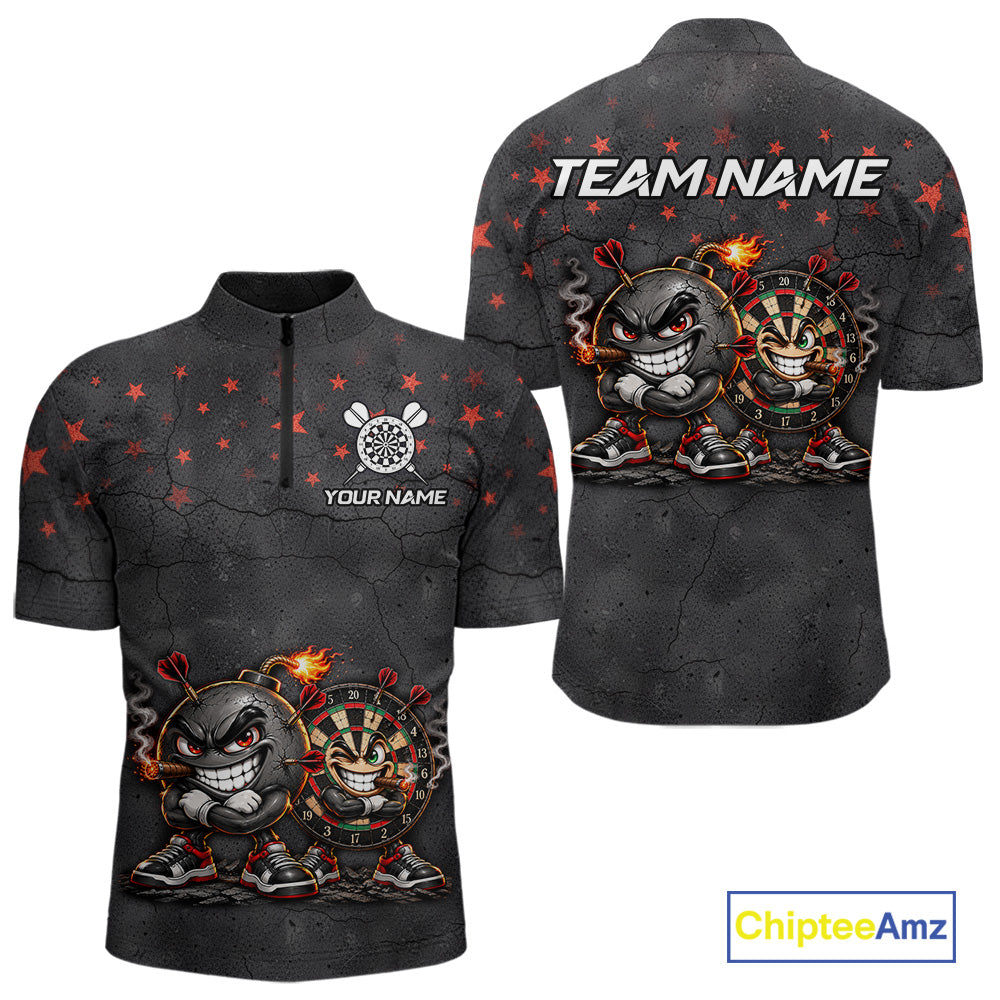 Custom Funny Bomb Darts Shirt For Men Personalized Bomb Grunge Darts Team Tournament Jersey NYN4843