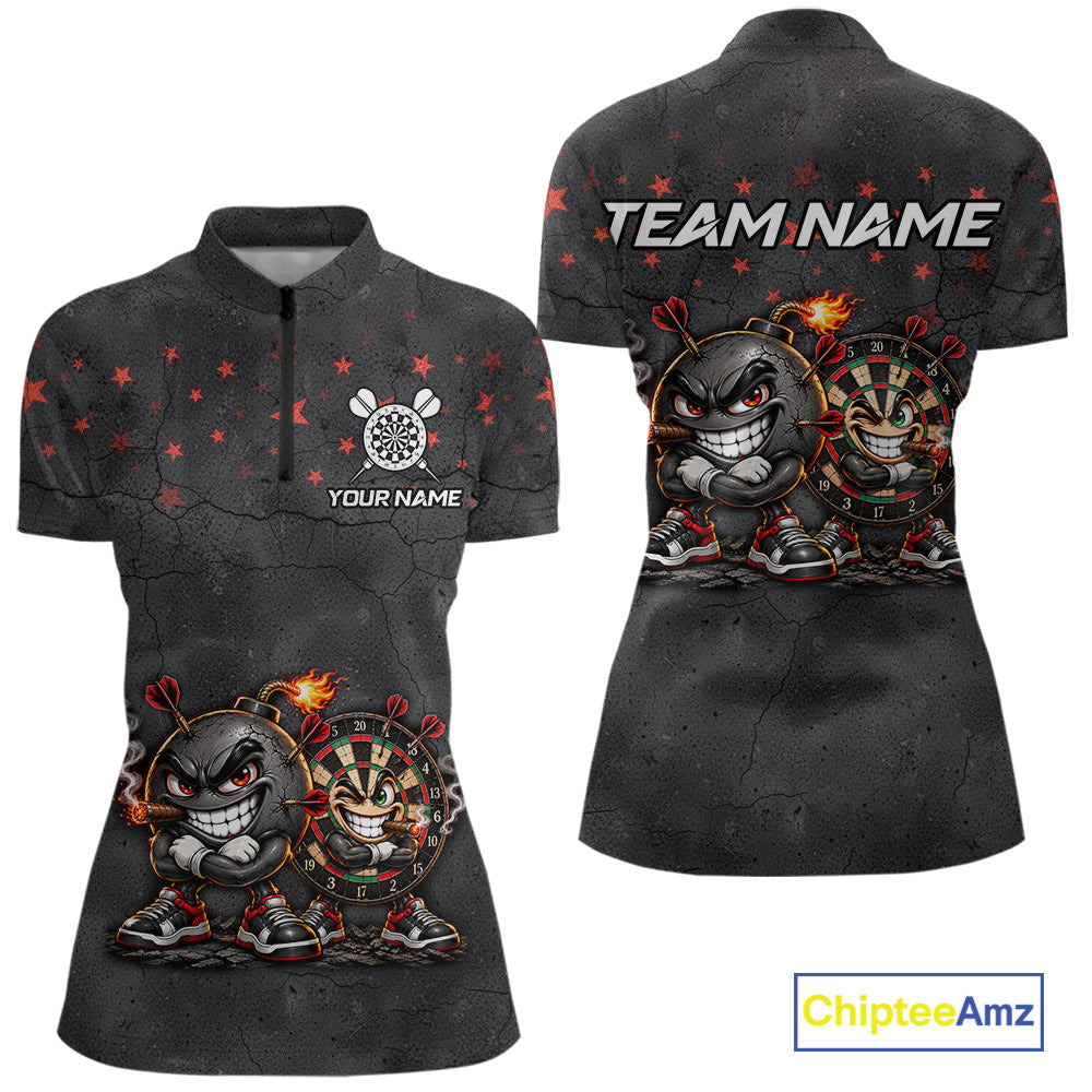 Custom Funny Bomb Darts Shirt For Women Personalized Bomb Grunge Darts Team Tournament Jersey NYN4843