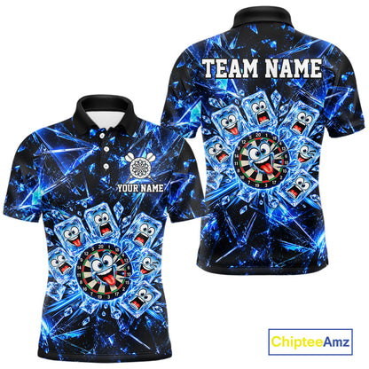 Blue Icy Darts Polo 1/4-Zip Shirt For Men Custom Funny Darts Team Tournament, Gift For Darters NYN4846