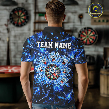 Blue Icy Darts Polo 1/4-Zip Shirt For Men Custom Funny Darts Team Tournament, Gift For Darters NYN4846