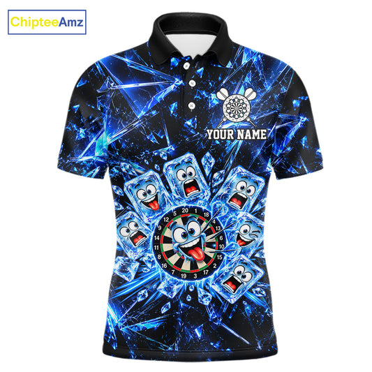 Blue Icy Darts Polo 1/4-Zip Shirt For Men Custom Funny Darts Team Tournament, Gift For Darters NYN4846