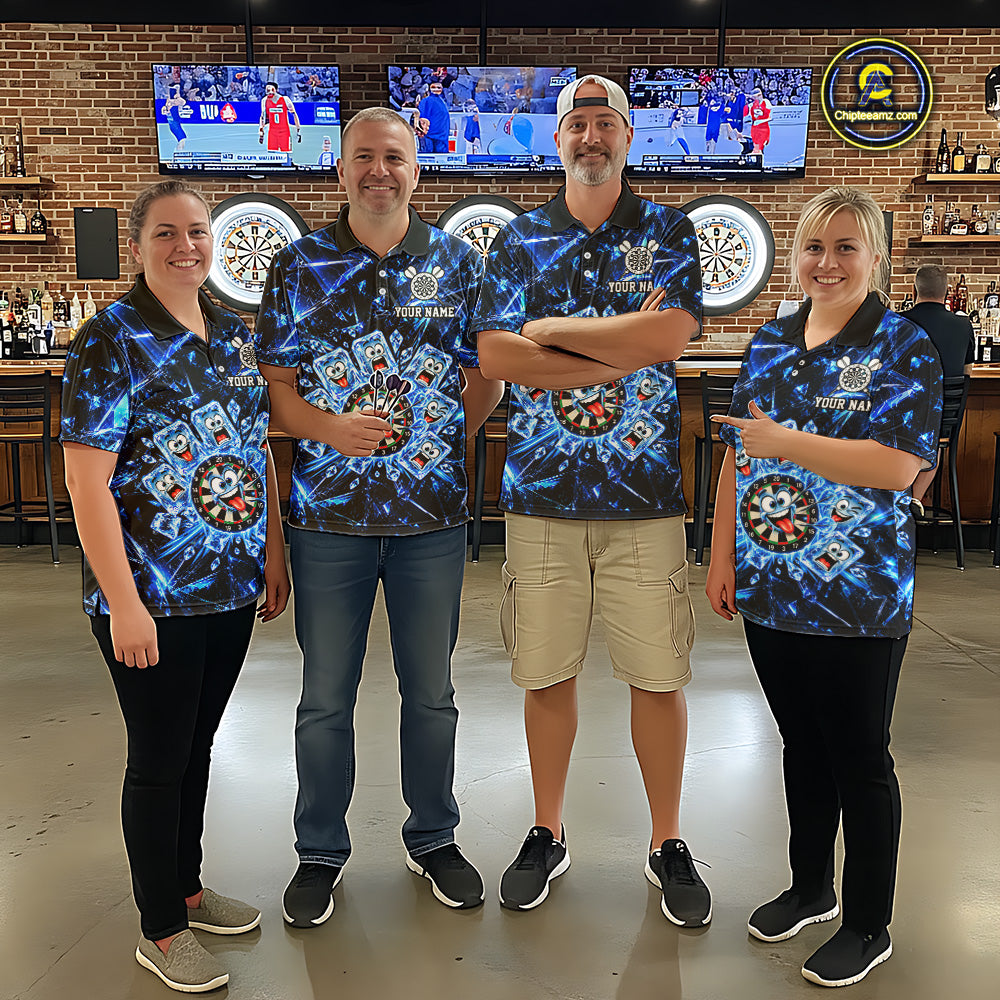 Blue Icy Darts Polo 1/4-Zip Shirt For Women Custom Funny Darts Team Tournament, Gift For Darters NYN4846