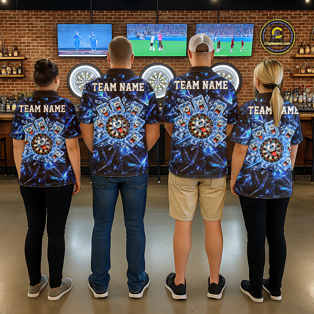 Blue Icy Darts Polo 1/4-Zip Shirt For Women Custom Funny Darts Team Tournament, Gift For Darters NYN4846