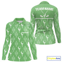 Load image into Gallery viewer, Personalized Desert Cactus Green Pattern Womens Golf Polo Shirts Custom Funny Cactus Golf Gifts NYN2844