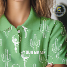 Load image into Gallery viewer, Personalized Desert Cactus Green Pattern Womens Golf Polo Shirts Custom Funny Cactus Golf Gifts NYN2844
