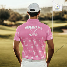Load image into Gallery viewer, Personalized Flamingo Pink Pattern Mens Golf Polo Shirts Custom Funny Flamingo Golf Gifts NYN2845