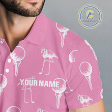 Load image into Gallery viewer, Personalized Flamingo Pink Pattern Mens Golf Polo Shirts Custom Funny Flamingo Golf Gifts NYN2845