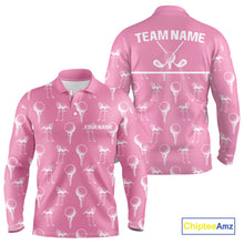 Load image into Gallery viewer, Personalized Flamingo Pink Pattern Mens Golf Polo Shirts Custom Funny Flamingo Golf Gifts NYN2845