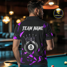 Load image into Gallery viewer, Black And Purple Geometric Crown 8 Ball Billiard Pool Shirt For Men Custom Billiard Team Jersey NYN3217