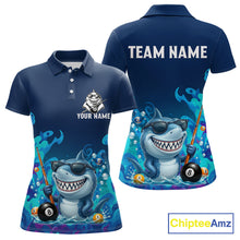 Load image into Gallery viewer, Personalized Funny Shark Blue Waving Billiard 8 Ball Shirt For Women Billiard Pool Team Jersey NYN3221