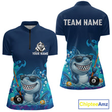 Load image into Gallery viewer, Personalized Funny Shark Blue Waving Billiard 8 Ball Shirt For Women Billiard Pool Team Jersey NYN3221