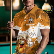 Load image into Gallery viewer, Funny Beer 8 Ball Mens Billiard Shirt Custom White Yellow Splatter Paint Billiard Pool Team Clothing NYN3223