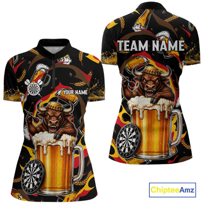 Angry Bull Beer women's quarter zip dart jersey custom dart team uniform