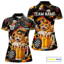 Load image into Gallery viewer, Cool Cat Beer women's dart polo shirt custom dart team jersey, personalized dart apparel, dart league uniform