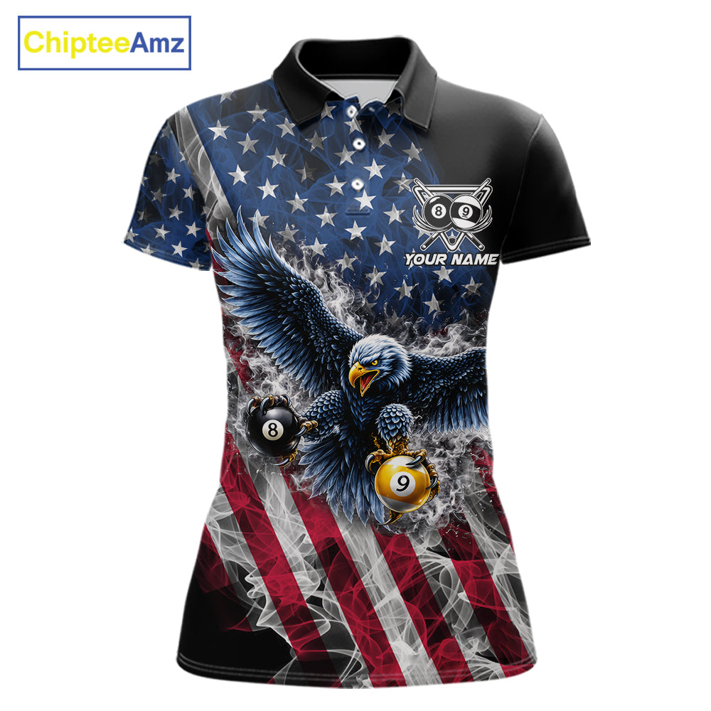 Smoke US Flag 8 Ball & 9 Ball Pool Women Billiard Shirt Custom Eagle Patriotic Team Billiard Jersey NYN4100