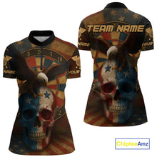 Load image into Gallery viewer, Custom Eagle Retro Patriotic Dart 1/4-Zip Shirt For Women Outfit US Flag Grunge Dart Jerseys NYN1416