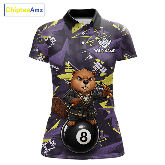 Custom Karate Beaver Billiard Shirt For Women Funny Beaver 8 Ball Pool Team Jersey Billiard Gifts NYN4483