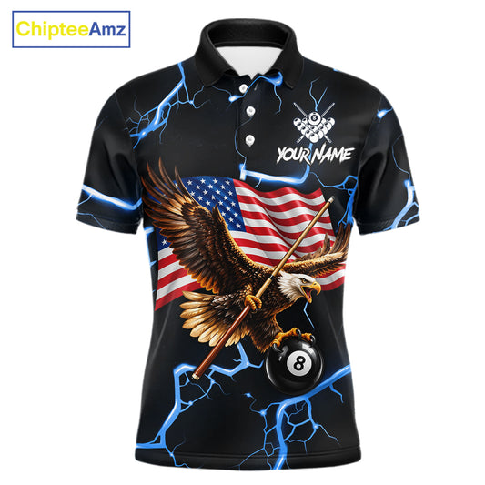 Eagle 8 Ball Billiard Shirt For Men Patriotic US Flag Pool Jersey Custom Billiard Team Uniform NYN4487