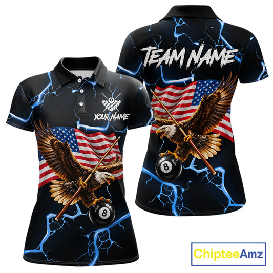 Eagle 8 Ball Billiard Shirt For Women Patriotic US Flag Pool Jersey Custom Billiard Team Uniform NYN4487