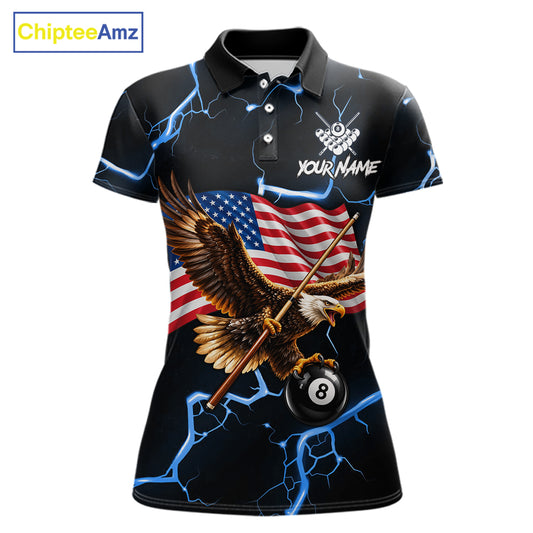 Eagle 8 Ball Billiard Shirt For Women Patriotic US Flag Pool Jersey Custom Billiard Team Uniform NYN4487