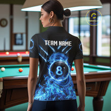 Load image into Gallery viewer, Blue Flaming Dragon Pool 8 Ball Women Billiard Team Shirt Custom Billiard Polo &amp; 1/4-Zip Attire NYN2497