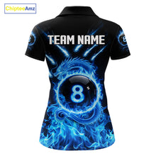 Load image into Gallery viewer, Blue Flaming Dragon Pool 8 Ball Women Billiard Team Shirt Custom Billiard Polo &amp; 1/4-Zip Attire NYN2497
