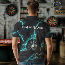 Load image into Gallery viewer, Thunder Teal Eagle Cracked Dartboard Dart Polo Shirts For Men Custom Team Name For Darters NYN2699