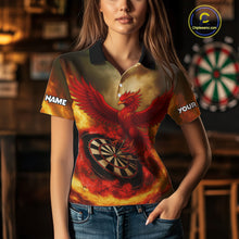 Load image into Gallery viewer, Red Phoenix &amp; Flame Dartboard Wonen&#39;s Darts Polo Shirt - Custom Name For Players NYN0765