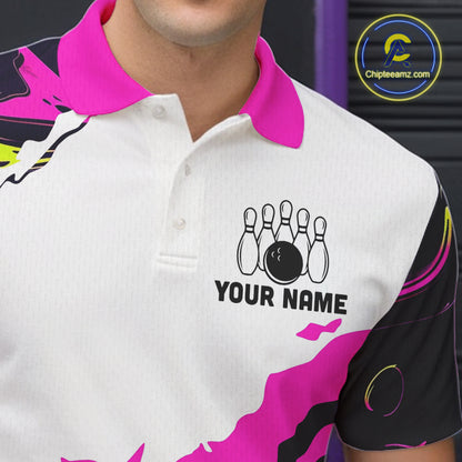 Dripping Bowling Shirt For Women Neon Colorful Bowling Polo 1/4-Zip Custom Name Bowling Team Uniform NYN4511